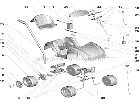 Page A Diagram and Parts List for V3298  Power Wheels Ride-On Cars